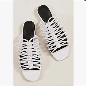 Rebecca Minkoff Maelynn Strappy Braided Knot Flat White Sandal Size 6